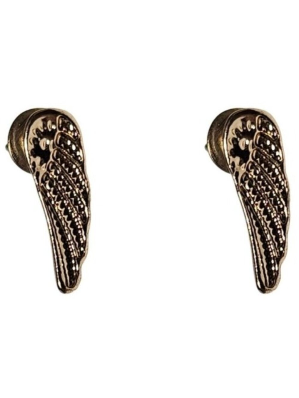 Fallen Angel Wings Earrings Gold Tone Textured Statement Fashion Jewelry Women